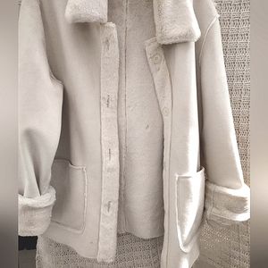 Suede faux fur jacket